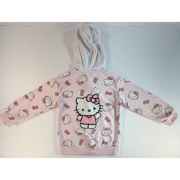 Hello Kitty Other - Hello Kitty Girls Pink Zip Up Hoodie All Over Print Sanrio Sweatshirt Size 6/7